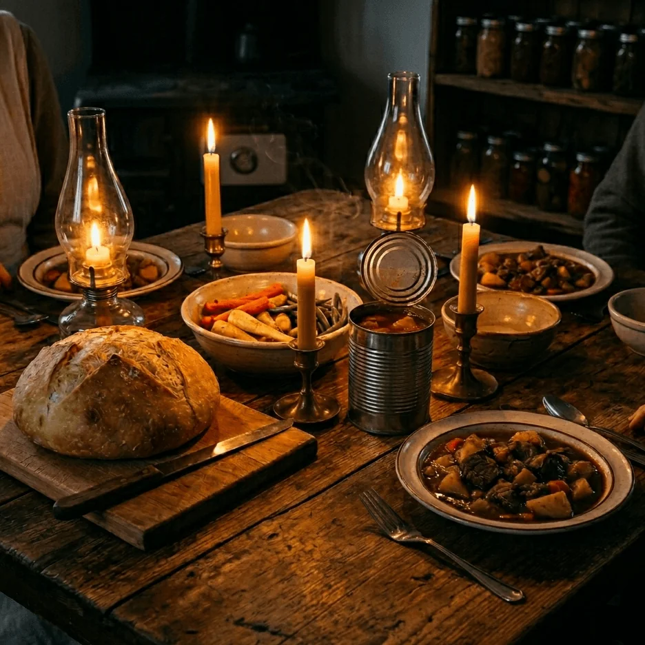 Amish family dinner while the grid is down