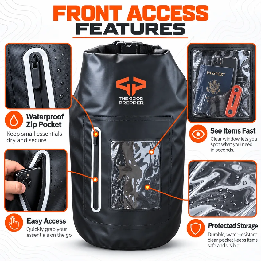 EMP Vault transparent front pocket and zip pocket